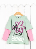 Лонгслив для девочки Baby Boom Ф143/6-К Серебр мята-розовый Б117