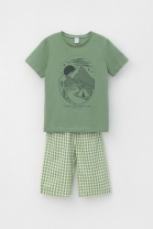 Пижама для мальчика Crockid К 1634-1 зеленый камень, маленькая клетка