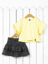 Комплект для девочки Baby Boom КД511/1-К-Б Банановый мусс + леопард чёрно-серый